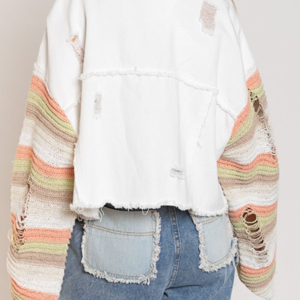 #122 PLUS POL DENIM DISTRESSED JACKET - Picture 2 of 5